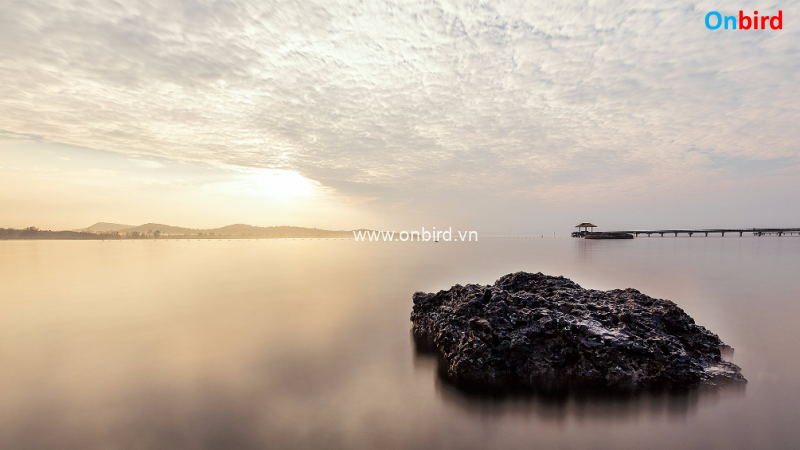 Early morning Fuzzy atmosphere in Vung Bau Bay or Half-moon Bay - Phu Quoc Half-moon Beach