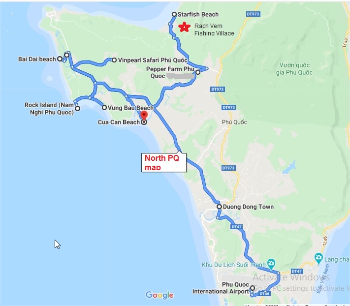 Phu Quoc Private car rental - North Phu Quoc Trip - Phu Quoc Map