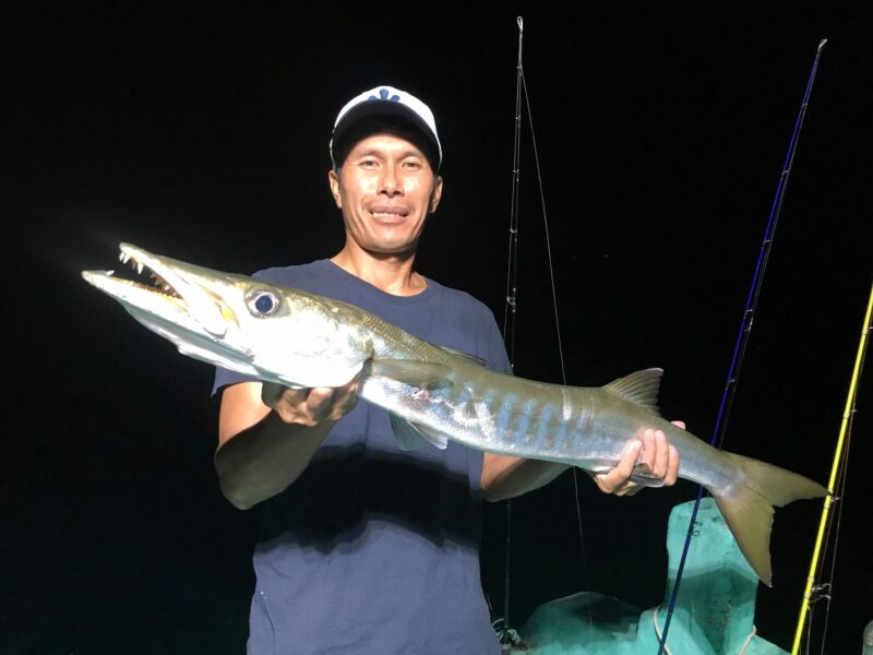 Catch Barracuda Phu Quoc Deep-sea fishing charter in night time