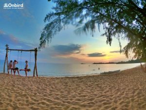 Half-moon beach Phu Quoc in sunset