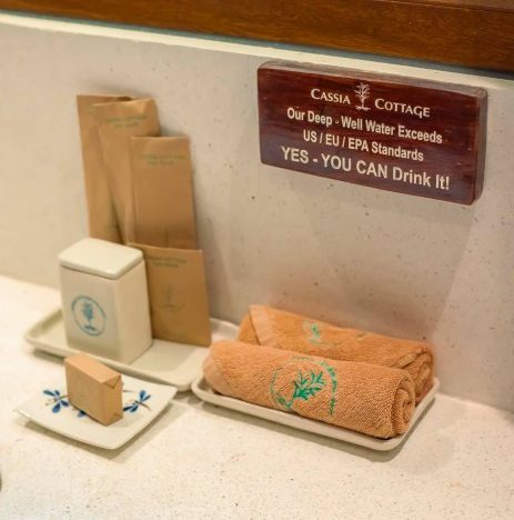 Cassia also provides chlorine-free natural drinking water from a deep well on the property.