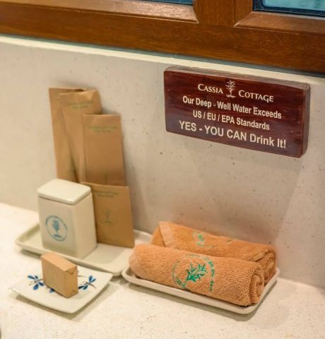 Cassia also provides chlorine-free natural drinking water from a deep well on the property.  