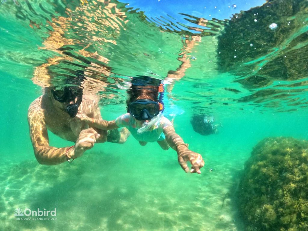 kid snorkeling in Phu Quoc Island Vietnam