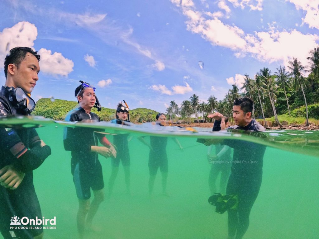Training session before snorkeling time, Phu Quoc Island Vietnam