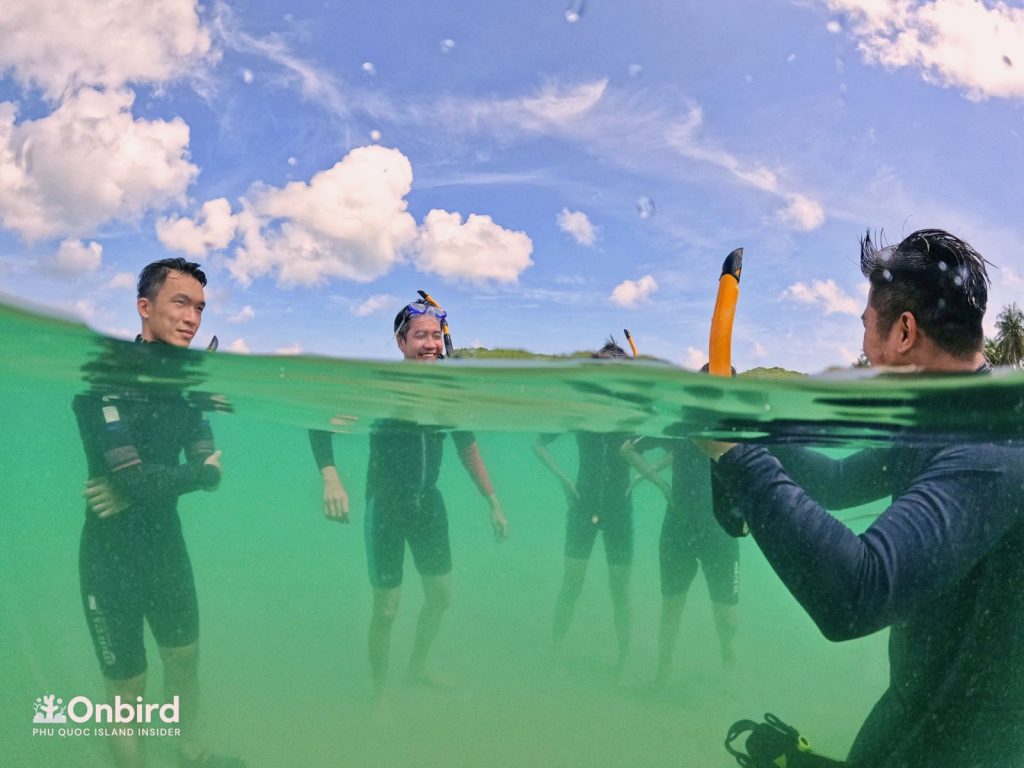 Training session before snorkeling time, Phu Quoc Island Vietnam