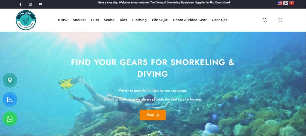 Buy snorkeling & diving gears at Phu Quoc Dive Shop
