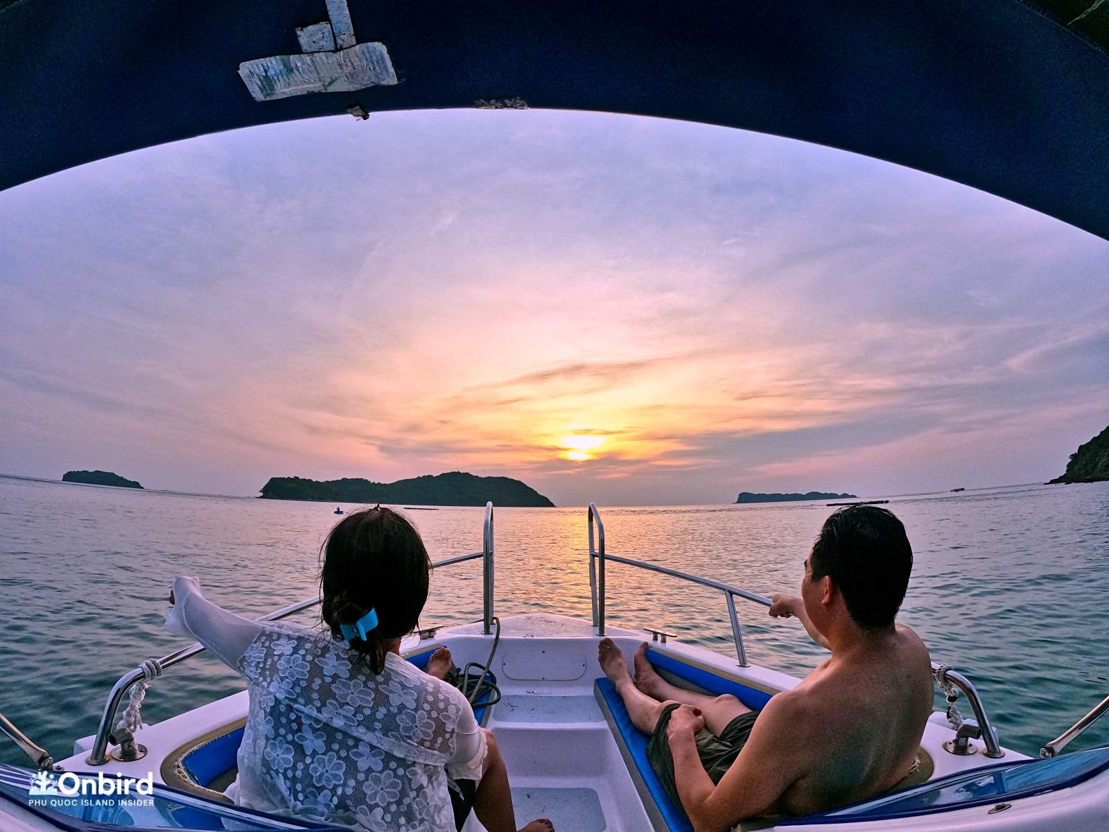 Guests enjoying the sunset speedboat ride on the way back