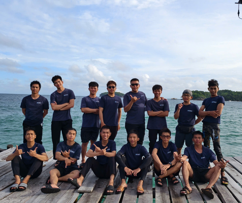Professional OnBird Phu Quoc tour guides leading a group, demonstrating career opportunities in tourism.